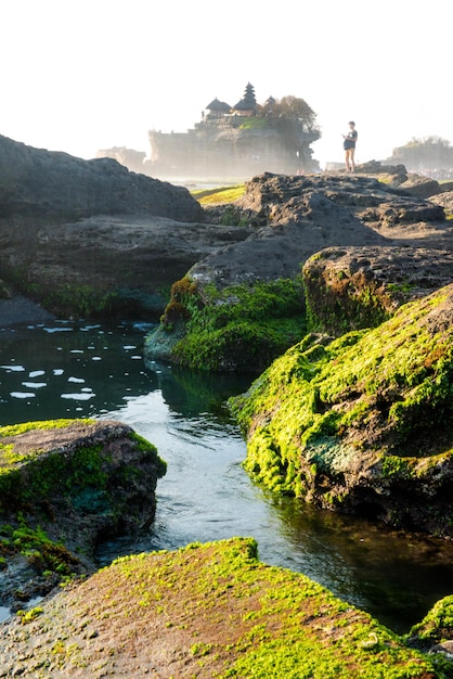 Una hermosa vista del templo Tanah Lot ubicado en Bali Indonesia