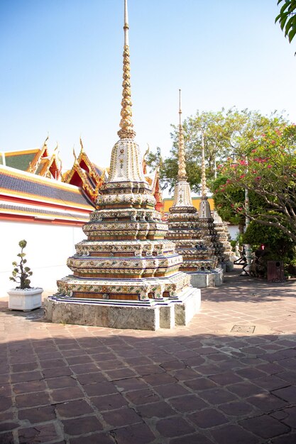 Una hermosa vista del templo Wat Pho ubicado en Bangkok Tailandia