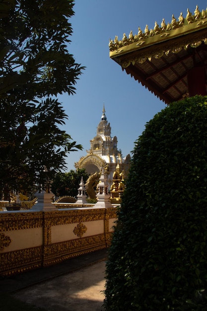 Una hermosa vista del templo Wat Saeng Kaeo ubicado en Chiang Rai Tailandia