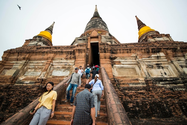 Una hermosa vista del templo Wat Yai Chai Mongkhol en Ayutthaya Tailandia