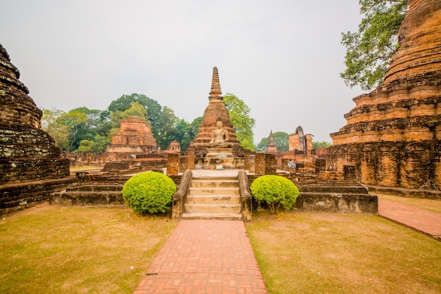 Una hermosa vista de los templos en Sukhothai Tailandia