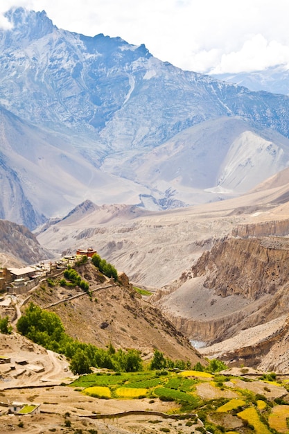 Hermosa vista del valle de Mukhtinath en Low Mustang, Nepal