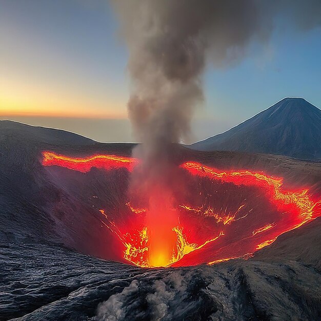 hermosa vista del volcán Etna en Sicilia con el humo