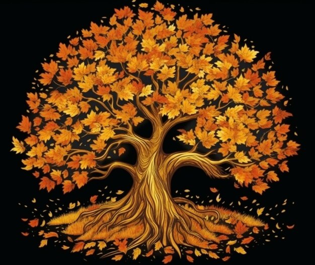 Foto hermosamente ilustrado árbol de otoño para su agradecimiento