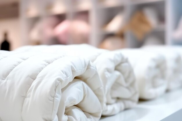 Foto hermosas almohadas blancas cómodas de lujo y mantas en la decoración de la cama cobertor blanco de lujo