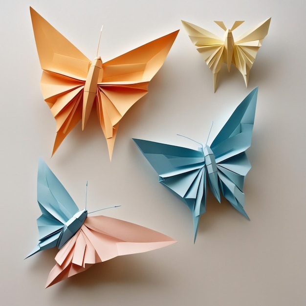 Hermosas artesanías de origami de papel de mariposa