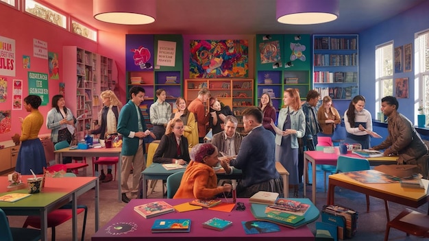 Hermosas aulas coloridas de vuelta a la escuela