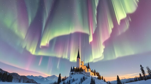 Hermosas auroras boreales para el papel tapiz de estilo anime