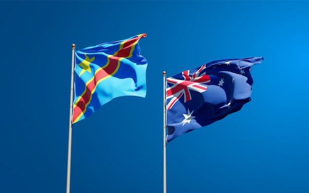 Hermosas banderas del estado nacional de Australia y el Congo juntos