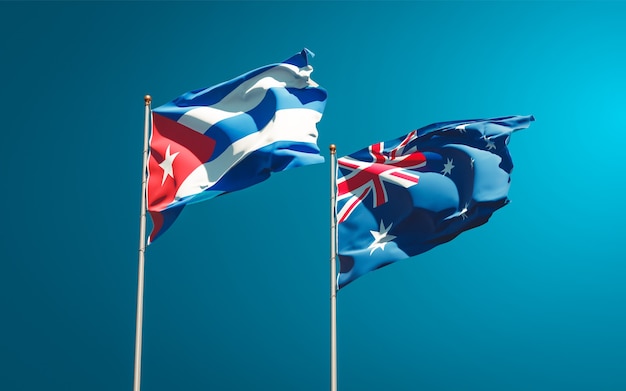 Hermosas banderas del estado nacional de Australia y Cuba juntos