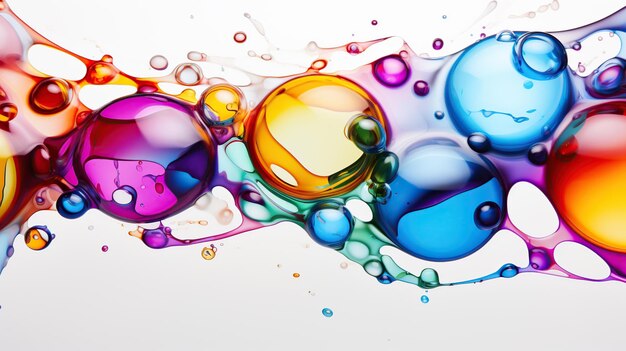 Hermosas burbujas de gas de colores cosméticos transparentes agua imagen generada por IA