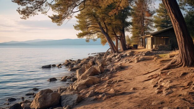 Hermosas cabañas en el lago Tahoe con un impresionante estilo de tonos divididos