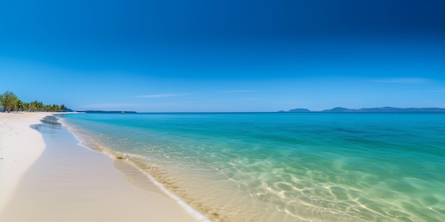 Hermosas cadas tropicales y mar sobre fondo azul para el diseño de papel tapiz Fondo de viaje Playa tropical