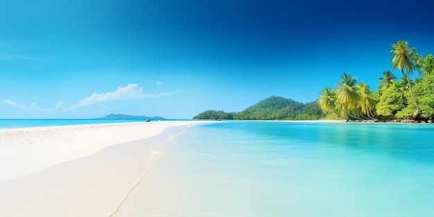 Hermosas cadas tropicales y mar sobre fondo azul para el diseño de papel tapiz Fondo de viaje Playa tropical