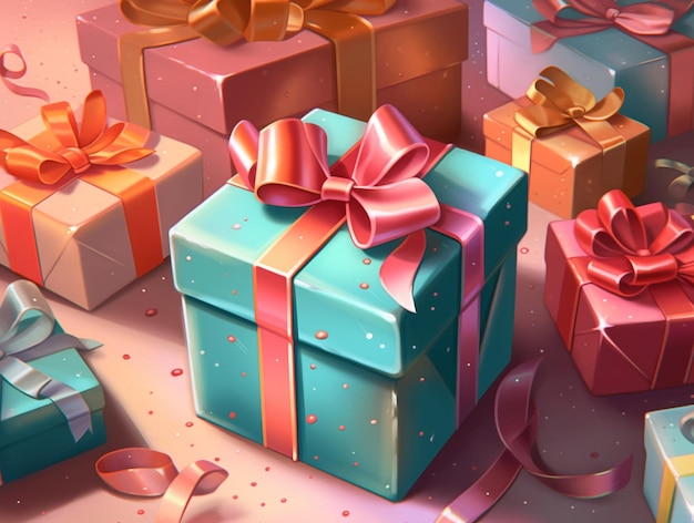 Hermosas cajas de regalo con Ribbon AI Generative