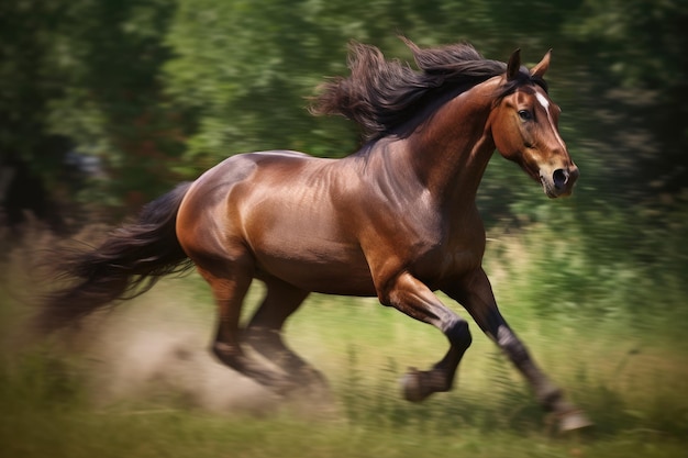 Foto hermosas carreras de caballos marrones