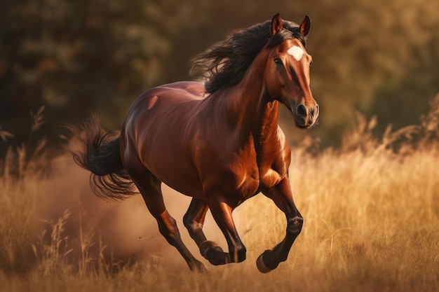 Foto hermosas carreras de caballos marrones