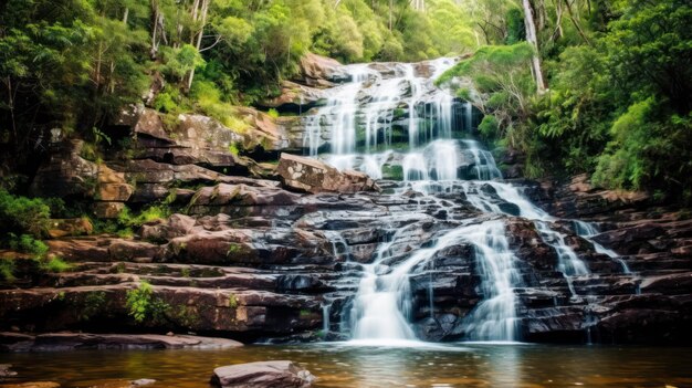 Foto hermosas cataratas en las montañas de carolina del norte cataratas elakala larga exposición