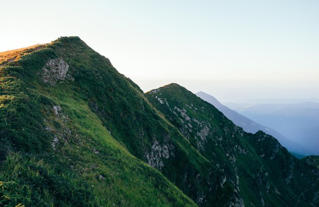 Hermosas colinas de montaña verde