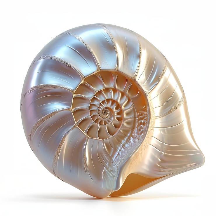 Foto hermosas conchas en espiral aisladas sobre un fondo blanco