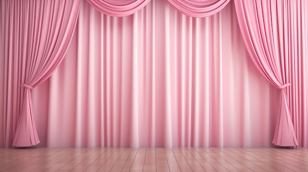 Foto hermosas cortinas rosadas para el escenario.