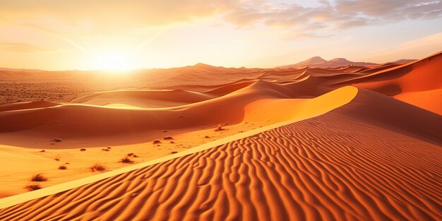 Hermosas dunas de arena en el desierto del Sáhara puesta de sol en el paisaje desértico duna de arena del Sáhara