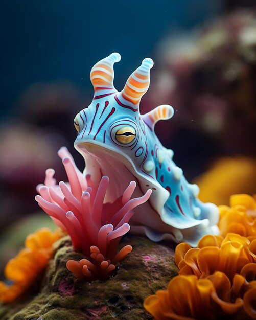 Foto hermosas especies coloridas chromodoris willani animales rayas negras generadas por la ia foto