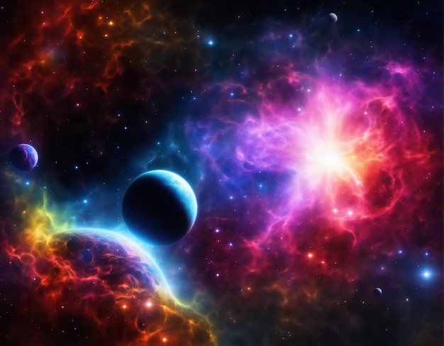 Hermosas estrellas y planetas fantásticos de la nebulosa espacial en la galaxia profunda