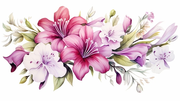 Hermosas flores acuarela acuarela botánica ilustración floral