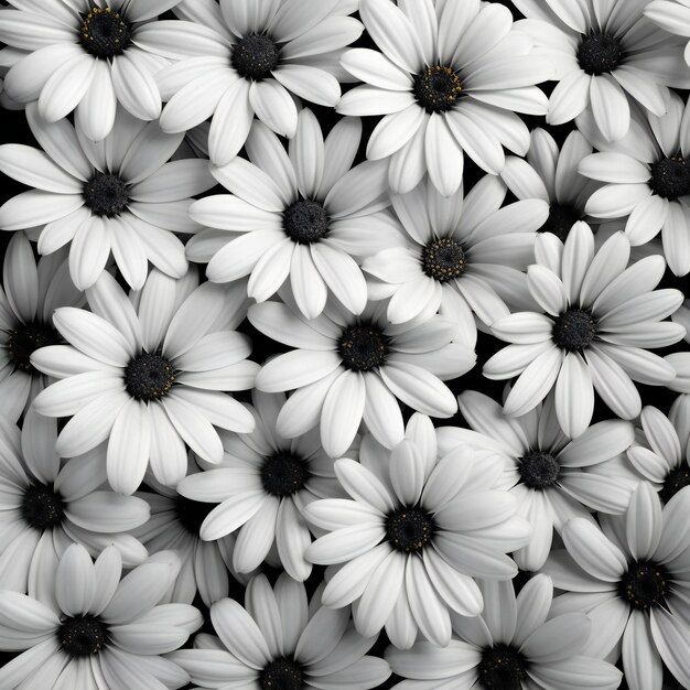 Hermosas flores blancas de margarita sobre un fondo negro de primer plano