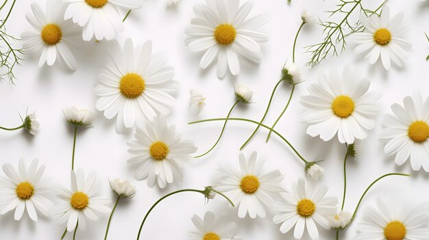 Hermosas flores blancas sobre una superficie blanca limpia Imagen de archivo para Floral Arran