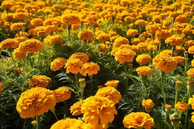 Hermosas flores de caléndula en el fondo de la naturaleza del jardín