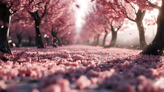 Foto hermosas flores de cerezo en el parque en primavera fondo de la naturaleza