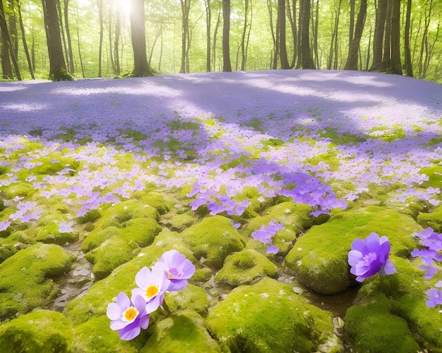 Hermosas flores coloridas de anémonas en primavera en un bosque