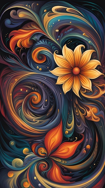 Hermosas flores coloridas ilustración digital pintura de peonía