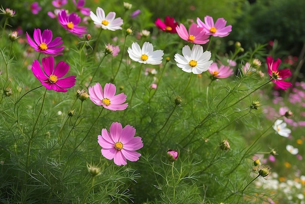 Hermosas flores del Cosmos en el jardín