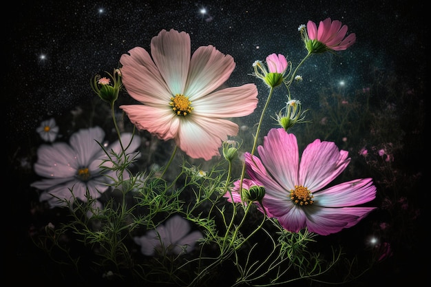 Hermosas flores de cosmos en un jardín