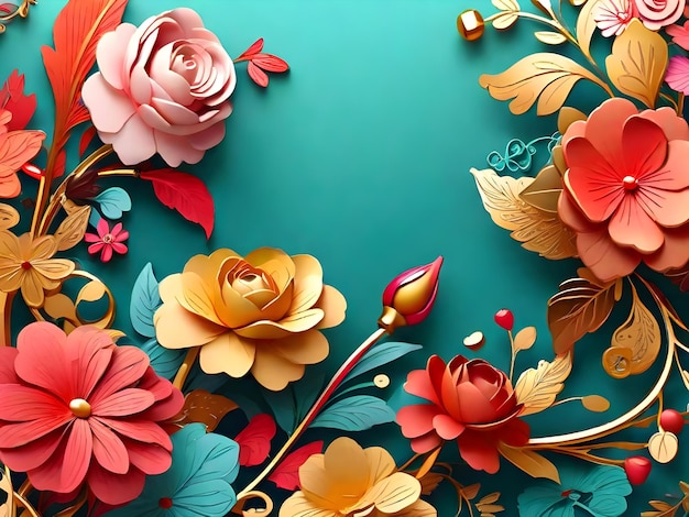 Hermosas flores decoraciones adornos muñecas ilustración de fondo IA Generar imagen