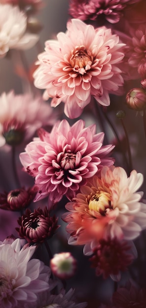 Hermosas flores delicadas para fondo de pantalla Arte digital Generativo Ai