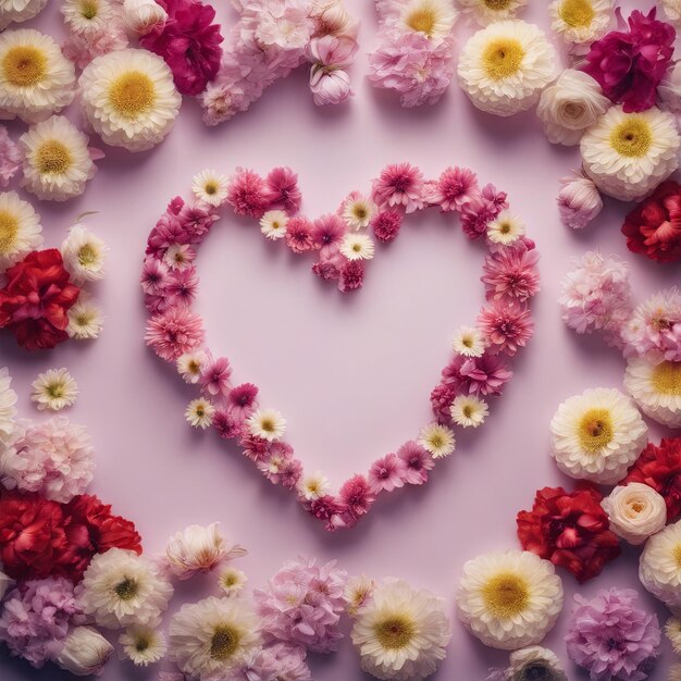 Foto hermosas flores en forma de corazón para el día de san valentín