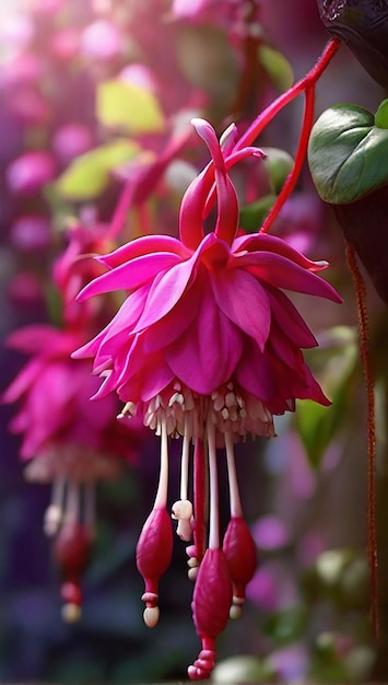 Las hermosas flores de la fucsia