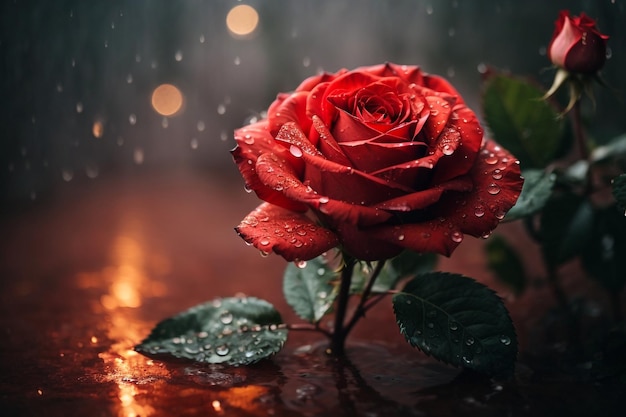 hermosas flores con gotas de agua sobre pétalos primer plano