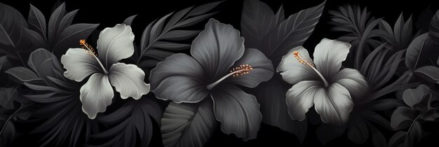 Hermosas flores grandes sobre un fondo negro