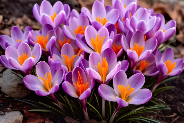 Las hermosas flores de lavanda, azafrán y croco