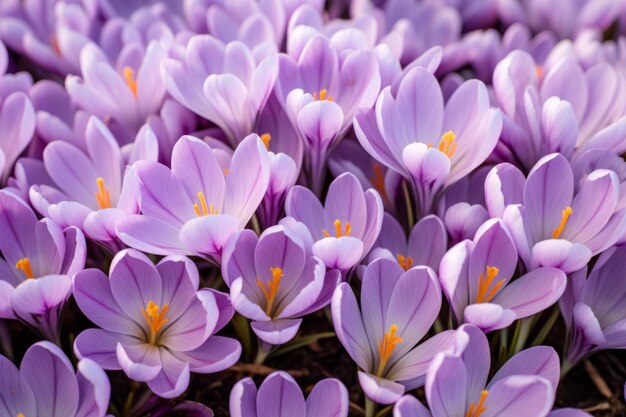 Las hermosas flores de lavanda, azafrán y croco