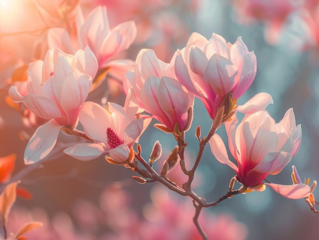 Hermosas flores de magnolia de primavera