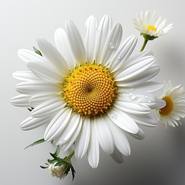 Hermosas flores de manzanilla perfumadas aisladas en HD blanco sobre fondo blanco