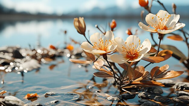 hermosas flores de naranja y azul azul