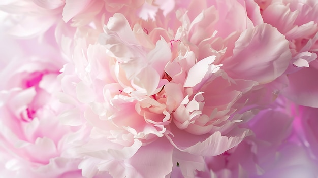 Hermosas flores de peonía rosadas de cerca AI generativa