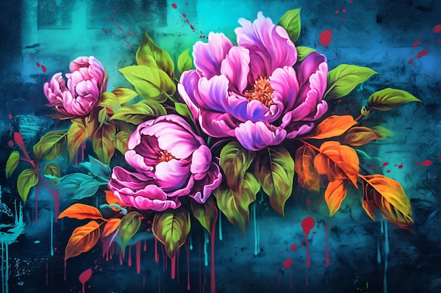 Foto hermosas flores pintura arte ai generativo